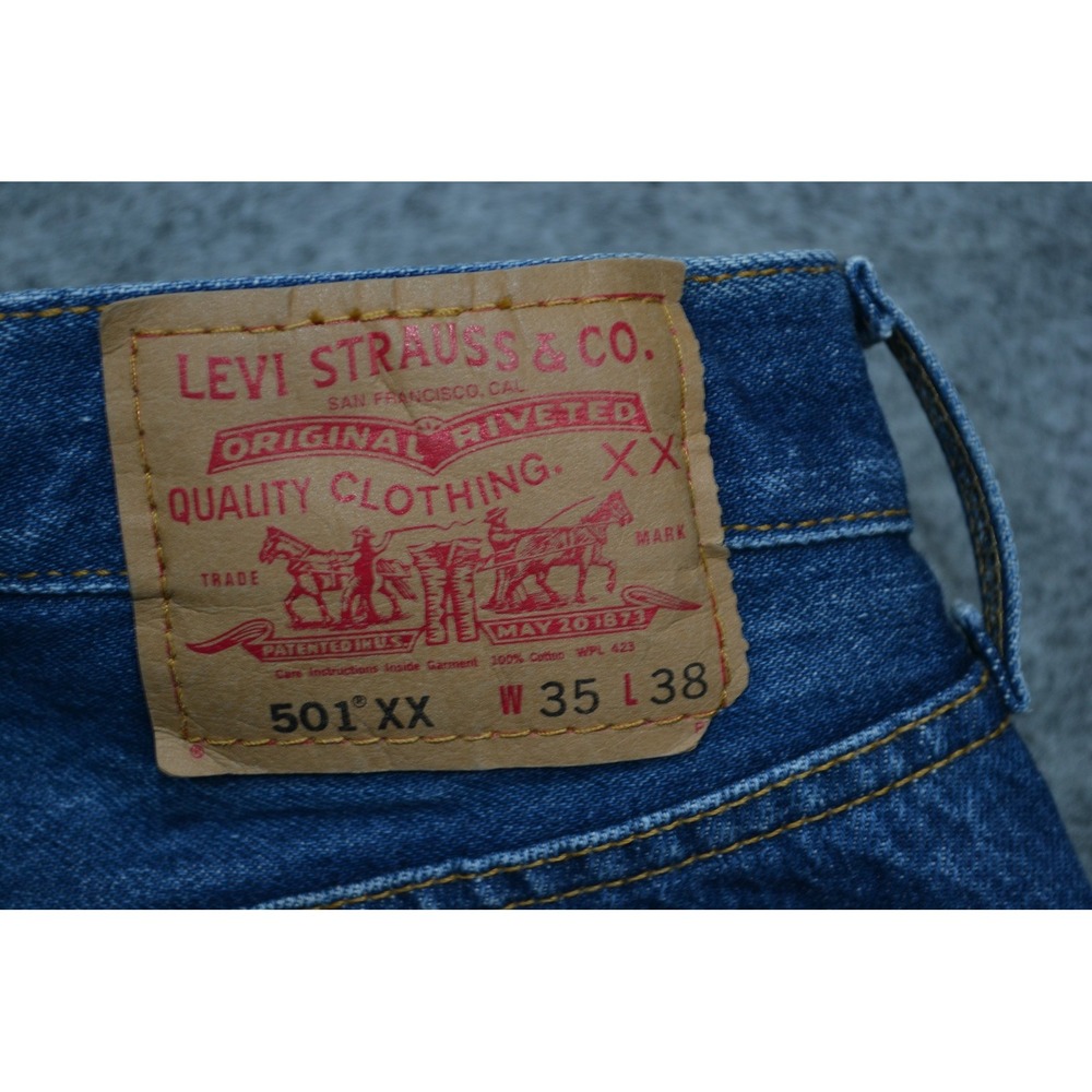 Vintage Levi's XX 501 Jeans Mens 35x35 Blue Straight Button Fly Denim 501-0000